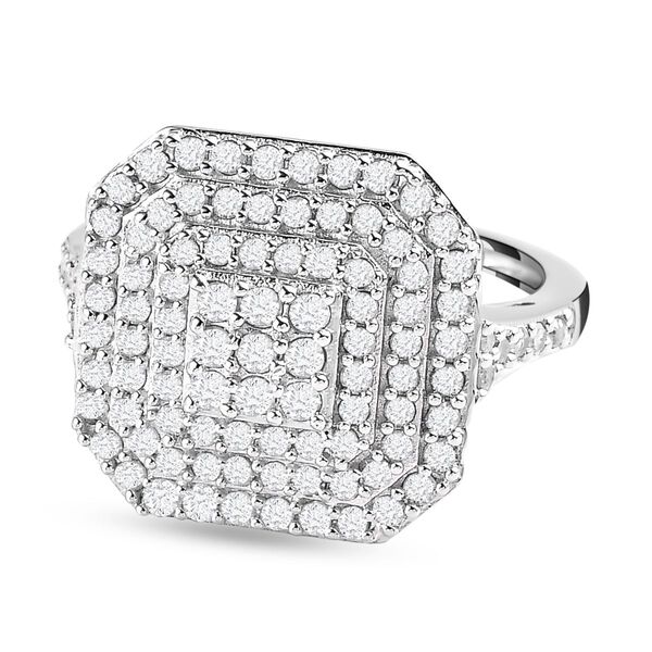 Wei&szlig;er Diamant Ring, 925 Silber platiniert (Gr&ouml;&szlig;e 21.00) ca. 1.00 ct