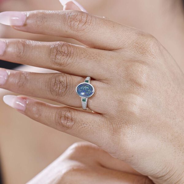 Boulder Opal Triplett, Smaragd und Zirkon Ring - 1,72 ct. image number 3