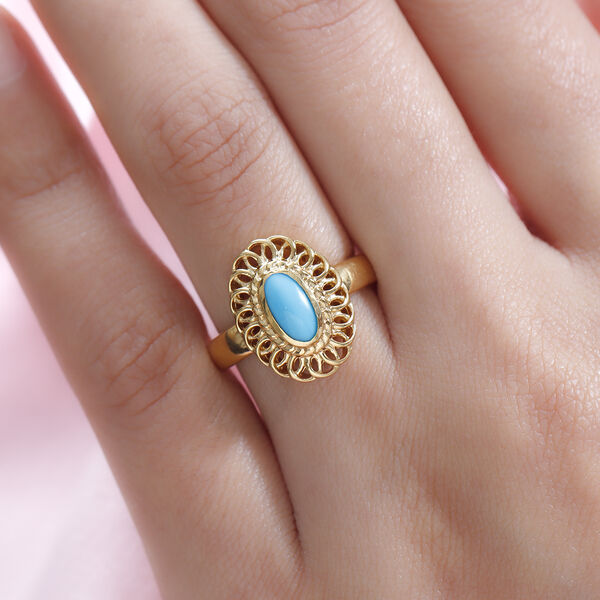 Nat&uuml;rlicher Sleeping Beauty T&uuml;rkis-Ring, 925 Silber vergoldet  ca. 0,58 ct image number 3