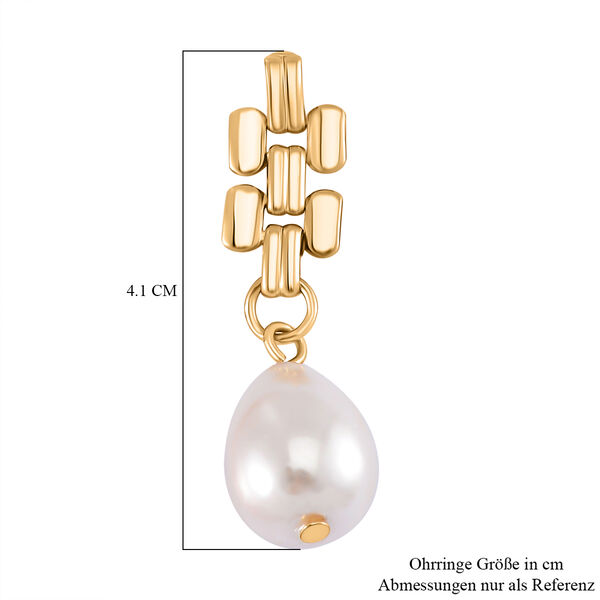 Wei&szlig;e Muschelkernperle Ohrringe Messing image number 4