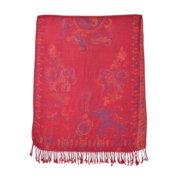 Schal mit Elefantenmuster, Rot image number 2