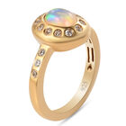 Natürlicher Äthiopischer Opal und Zirkon Ring 925 Silber vergoldet  ca. 0,92 ct image number 4