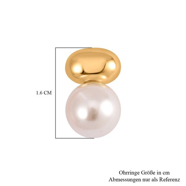 Weiße Muschelkernperle Ohrringe, 925 Silber 585 vergoldet - 10 ct. image number 5