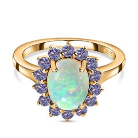 AA natürlicher, äthiopischer Welo Opal und Tansanit-Ring - 1,74 ct.