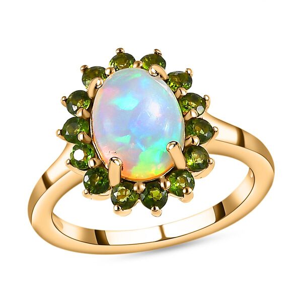 AA nat&uuml;rlicher, &auml;thiopischer Welo Opal und Chromdiopsid Ring und Anh&auml;nger image number 5