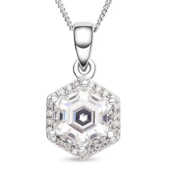 Moissanit-Anh&auml;nger mit Kette, 925 Silber rhodiniert ca. 2.66 ct