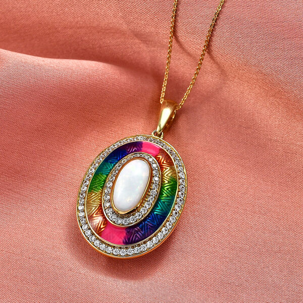 D'Joy AA nat&uuml;rlicher, &auml;thiopischer Welo Opal und Zirkon Anh&auml;nger mit 50cm Kette - 2,72 ct. image number 1