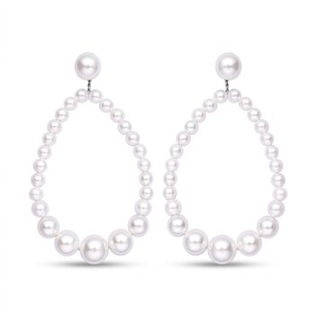 Wei&szlig;e Muschelkernperlen-Ohrringe und Charme, reiner Edelstahl