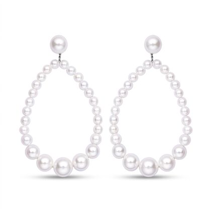 Wei&szlig;e Muschelkernperlen-Ohrringe und Charme, reiner Edelstahl