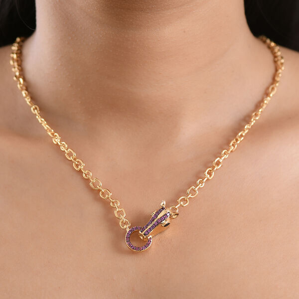 GP - Schwarzer Spinell, Nat&uuml;rlicher Rhodolith Granat Halskette ca. 45 cm 925 Silber 750 Gelbgold Vermeil ca. 1,00 ct. image number 2