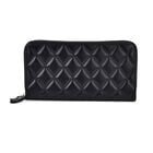 RFID-Geldbörse aus echtem Leder mit Diamantprägung, Reißverschluss, 8 Kartenfächer, 19x2.5x9.5cm, Schwarz