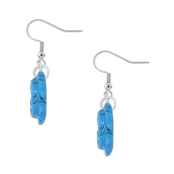 Handgeschnitzte, blaue Howlit-Ohrringe - 25 ct.
