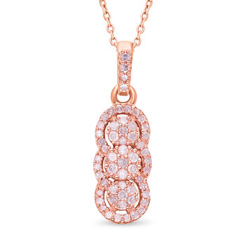 Nat&uuml;rlicher, rosa Diamant Anh&auml;nger mit Kette, 925 Silber Ros&eacute;gold Vermeil ca. 0.33 ct