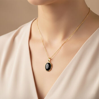 EverTrue AA schwarzer Glasachat Anh&auml;nger mit 50cm Kette - 6 ct.