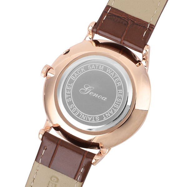 GENOA - Japanisches Uhrwerk, schwarzes Lederarmband image number 6