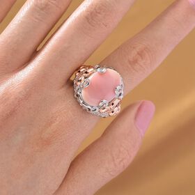 D'Joy Natürlicher Rosa Königsmuschel Perle (18x13 mm) Ring 925 Silber rhodiniert (Größe 16.00)