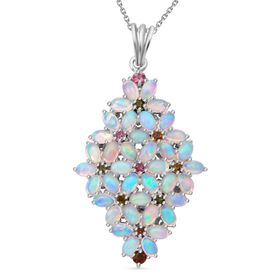 AA Natürlicher, äthiopischer Welo Opal und Multi-Turmalin-Anhänger mit 50cm Kette - 6,77 ct.