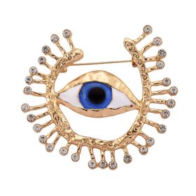 Glas, Wei&szlig;er Kristall Brosche emailliert