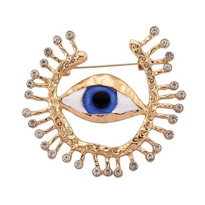 Glas, Wei&szlig;er Kristall Brosche emailliert, Goldfarben