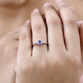 Tansanit und Zirkon Ring - 0,62 ct.