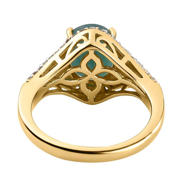 Grandidierit und wei&szlig;er Zirkon-Ring, 925 Silber vergoldet (Gr&ouml;&szlig;e 20.00) ca. 3.19 ct image number 5