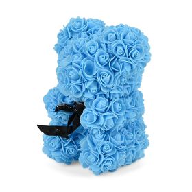 Rosen Teddybär mit Schleife, blau
