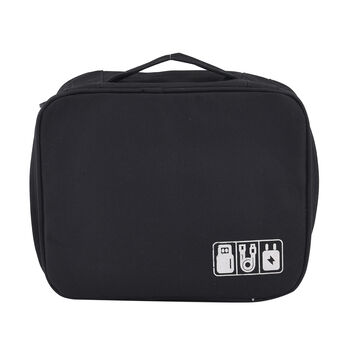 2-lagige Reisetasche, Gr&ouml;&szlig;e 24x18,5x10 cm, Schwarz