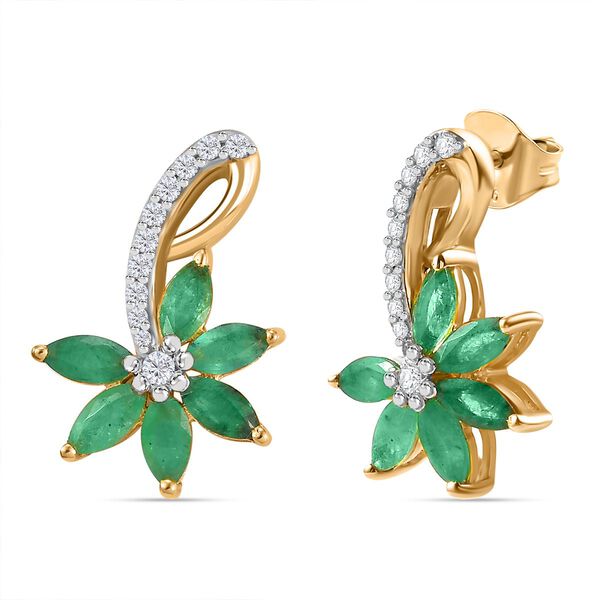 1,82 ct. Kagem sambische Smaragd und Zirkon Ohrringe