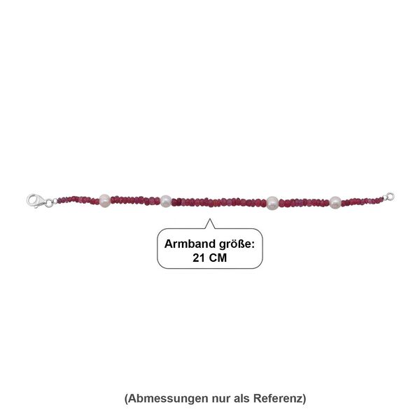Afrikanischer Rubin (Fissure gef&uuml;llt), S&uuml;&szlig;wasser Perle (2-3 mm) Armband ca. 20 cm 925 Silber rhodiniert image number 5