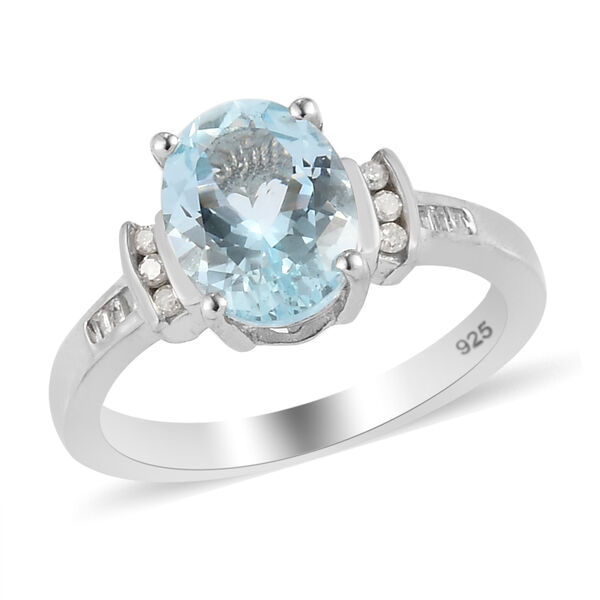Espirito Santo Aquamarin und Diamant Ring 925 Silber platiniert  ca. 1,77 ct image number 4