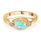 AA Natürlicher, äthiopischer Welo Opal, Weißer Zirkon Ring 925 Silber Gelbgold Vermeil (Größe 17.00) ca. 1,29 ct