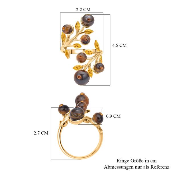 Gelbes Tigerauge und mehrfarbiger Kristall-Ring - 2 ct. image number 7