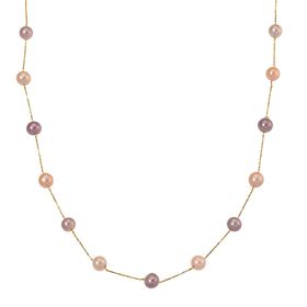 D'Joy AAA Mehrfarbige Edison Perle (9-10 mm) Halskette ca. 50 cm 925 Silber vergoldet