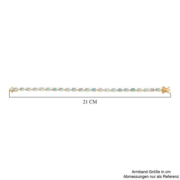 AA nat&uuml;rliches, &auml;thiopisches Welo Opal und Labor Diamant 19cm Armband, 925 Silber vergoldet - 6,88 ct. image number 5