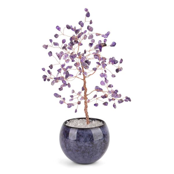 " 168pcs beads Gemstone tree,  Size about : 18cm tall, ceramic bowl:7x7x6cm, Weight about: 357g, Material: Stone+ ceramic Color: Amethyst, Purple     "