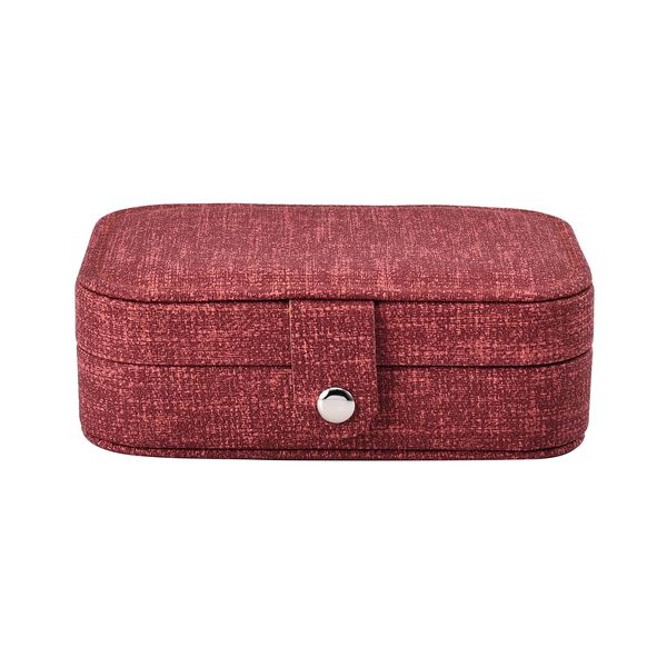 Schmuck Organizer aus naturfreundlichem Kunstleder mit Knopfverschluss, 16x11,5x5,5cm, Rot image number 2