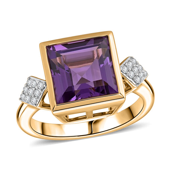 Lusaka Amethyst und Zirkon Ring 925 Silber vergoldet  ca. 4,00 ct image number 4