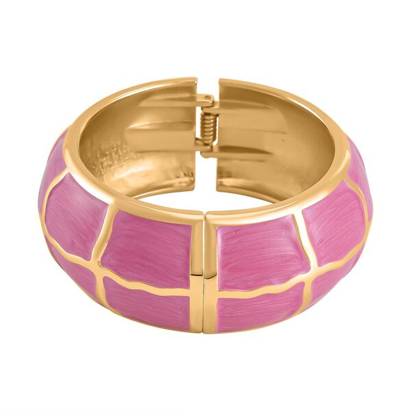 Emaillierter Gitternetz-Muster-Armreif, ca. 18 cm, ca. 87,60g Rosa image number 4