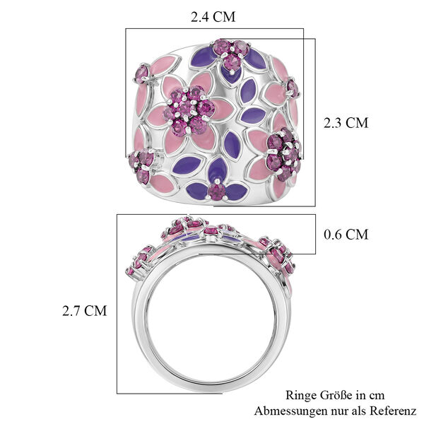 D'Joy AA Nat&uuml;rlicher Rhodolith Granat Ring 925 Silber rhodiniert (Gr&ouml;&szlig;e 17.00) ca. 1,66 ct image number 6