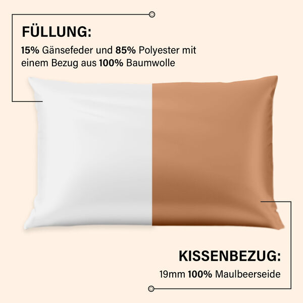 Serenity Night Daunenkissen und Seidenkissenbezug, 40x80 cm, Ros&eacute;gold image number 6