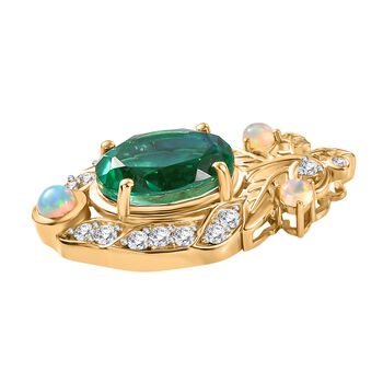 Pfau Triplett Quarz, &auml;thiopischer Welo Opal und Zirkon-Anh&auml;nger - 7,73 ct.