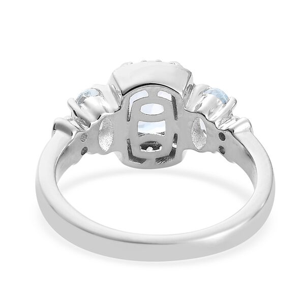 Aquamarin und Zirkon Ring 925 Silber Platin-&Uuml;berzug image number 5