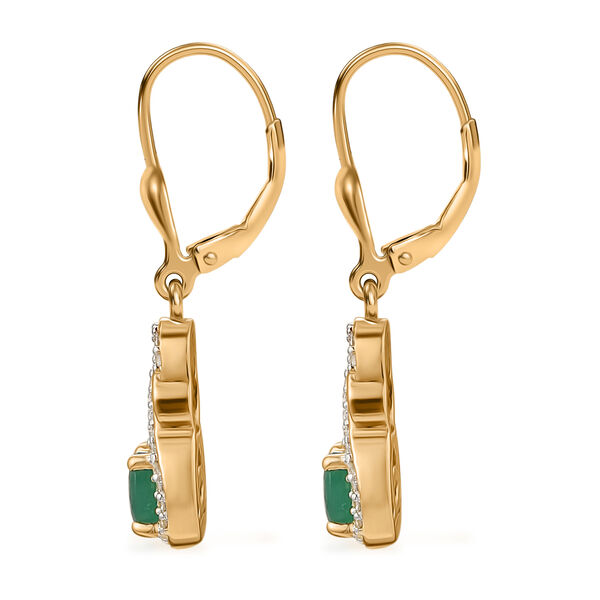 D'Joy Socoto Smaragd, Wei&szlig;er Zirkon Ohrringe 925 Silber 750 Vergoldet ca. 0.95 ct image number 3