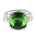 LUSTRO STELLA - österreichischer, moosgrüner, dunkler und weißer Kristall Solitär-Ring, 925 Silber platiniert (Größe 17.00) ca. 5,91 ct