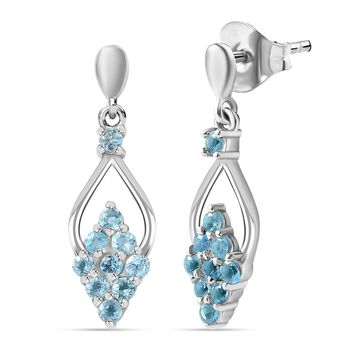 Paraiba-Apatit Ohrringe 925 Silber platiniert ca. 0,88 ct.