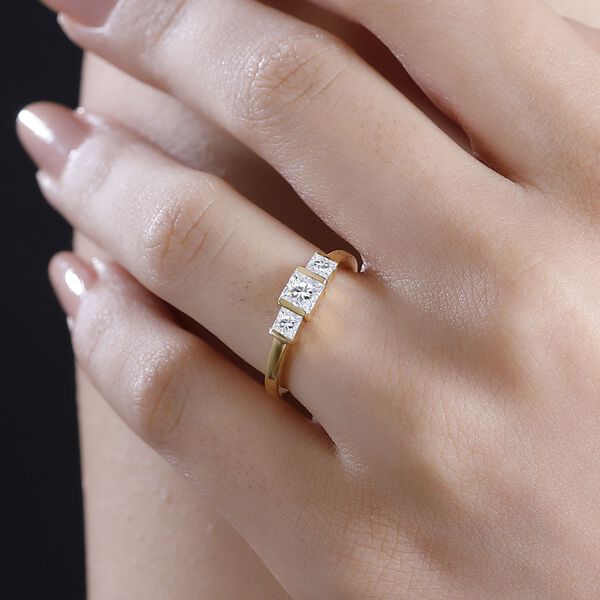 J Francis gefertigt mit SWAROVSKI-  Swarovski Zirkonia Ring, 925 Silber 750 Gelbgold Vermeil image number 3