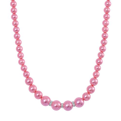 Rosa Muschelkernperlen und weiße Kristall, 45+5 cm image number 0