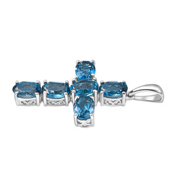 D'Joy London Blau Topas Anh&auml;nger 925 Silber rhodiniert ca. 5,65 ct.