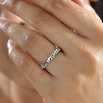 Handgefertigter Bandring im byzantinischen Ketten-Design, 925 Silber rhodiniert