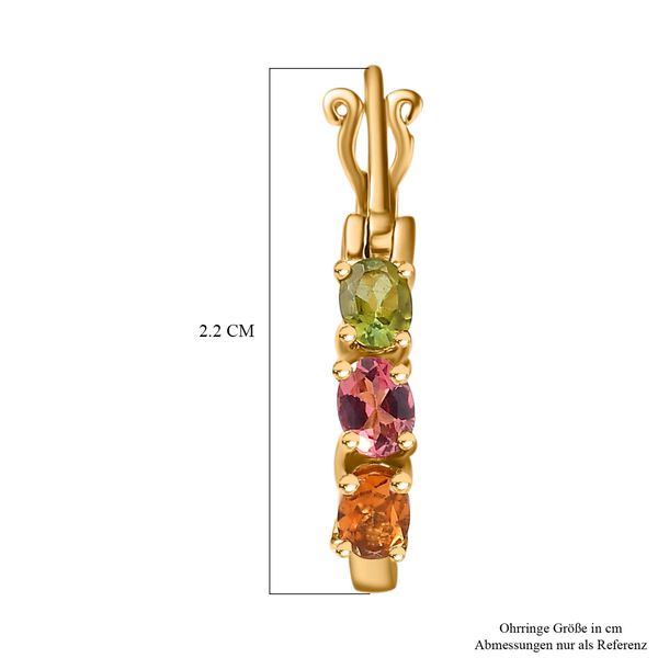 Natürliche mehrfach-Turmalin Creolen, 925 Silber vergoldet ca. 1.00 ct image number 6